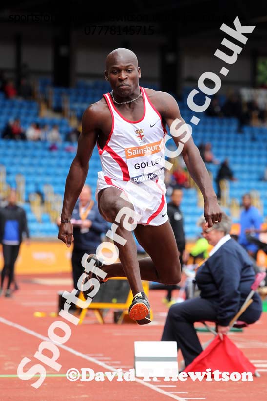 Julian Golley, triple jump, 2014 Sainsbury's British Championships. Photo: David T. Hewitson/Sports for All Pics